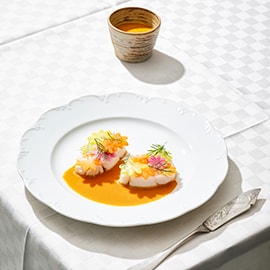 Kabeljauw met oerwortels en worteljus